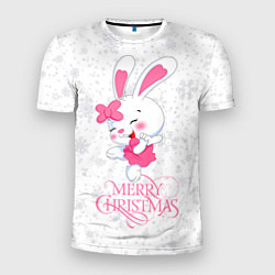 Футболка спортивная мужская Merry Christmas, cute bunny, цвет: 3D-принт