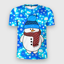 Футболка спортивная мужская Снеговик в шапке, цвет: 3D-принт