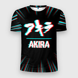 Футболка спортивная мужская Символ Akira в стиле glitch на темном фоне, цвет: 3D-принт
