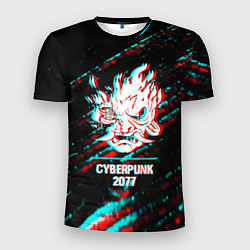 Футболка спортивная мужская Cyberpunk 2077 в стиле glitch и баги графики на те, цвет: 3D-принт