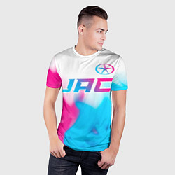 Футболка спортивная мужская JAC neon gradient style: символ сверху, цвет: 3D-принт — фото 2