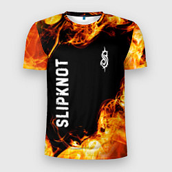 Футболка спортивная мужская Slipknot и пылающий огонь, цвет: 3D-принт