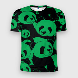 Футболка спортивная мужская Panda green pattern, цвет: 3D-принт