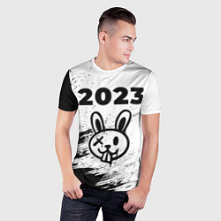 Футболка спортивная мужская Кролик НГ в стиле граффити на светлом, цвет: 3D-принт — фото 2