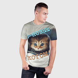 Футболка спортивная мужская С новым котом, цвет: 3D-принт — фото 2