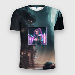 Футболка спортивная мужская Sci-fi girl and cyberpunk vibes, цвет: 3D-принт