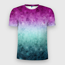 Футболка спортивная мужская Градиентный узор звезды розово-бирюзовый, цвет: 3D-принт