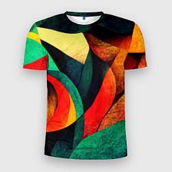 Футболка спортивная мужская Текстурированная цветная абстракция, цвет: 3D-принт