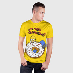 Футболка спортивная мужская Гомер Симпсон ест пончик, цвет: 3D-принт — фото 2