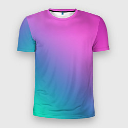 Футболка спортивная мужская Розовый с бирюзовым и синим градиент, цвет: 3D-принт
