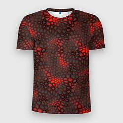 Мужская спорт-футболка Красно-черная объемная броня