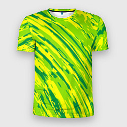 Футболка спортивная мужская Абстракция зеленые линии, цвет: 3D-принт