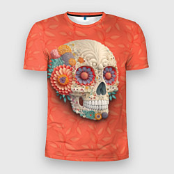 Футболка спортивная мужская Череп в стиле квиллинга, цвет: 3D-принт