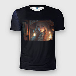 Футболка спортивная мужская Девушка в библиотеке, цвет: 3D-принт