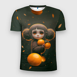 Футболка спортивная мужская Милая девушка с мандаринами, цвет: 3D-принт