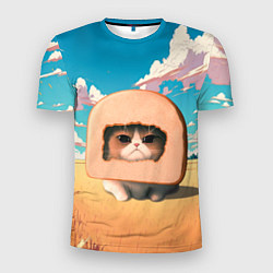 Футболка спортивная мужская Мемный кот в хлебе, цвет: 3D-принт