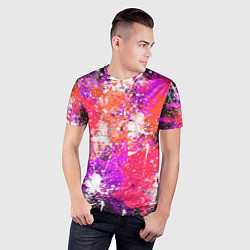 Футболка спортивная мужская Разбрызганная красная краска - темный фон, цвет: 3D-принт — фото 2