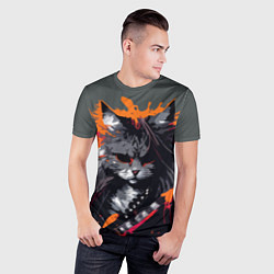 Футболка спортивная мужская Rocker Cat on a gray background - C-Cats collectio, цвет: 3D-принт — фото 2