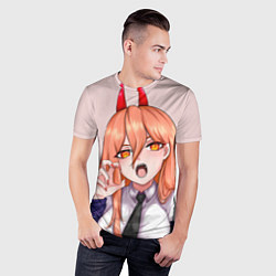 Футболка спортивная мужская Человек - бензопила Пауэр с рогами, цвет: 3D-принт — фото 2