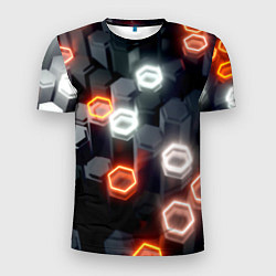 Мужская спорт-футболка Плитки со свечением броня