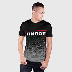 Футболка спортивная мужская Пилот - в красной рамке на темном, цвет: 3D-принт — фото 2