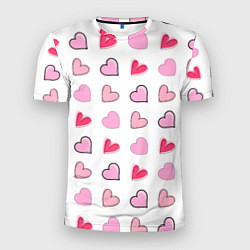 Футболка спортивная мужская Валентинки на белом фоне, цвет: 3D-принт