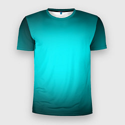 Футболка спортивная мужская Неоновый синий градиент, цвет: 3D-принт