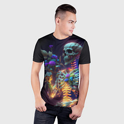Футболка спортивная мужская Светящийся скелет с цветами, цвет: 3D-принт — фото 2