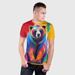 Футболка спортивная мужская Медведь красочный, цвет: 3D-принт — фото 2