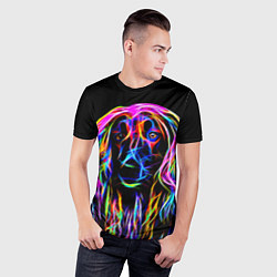 Футболка спортивная мужская Dog - neon lines, цвет: 3D-принт — фото 2