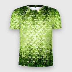 Футболка спортивная мужская Геометрическое зелёное искажение в пространстве, цвет: 3D-принт