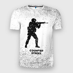 Футболка спортивная мужская Counter Strike с потертостями на светлом фоне, цвет: 3D-принт