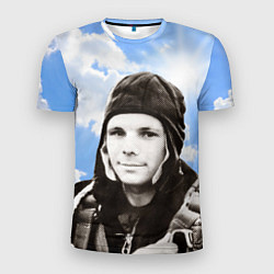 Футболка спортивная мужская Летчик космонавт Юра Гагарин, цвет: 3D-принт