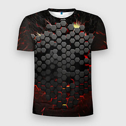 Футболка спортивная мужская Взрыв из черных плит, цвет: 3D-принт