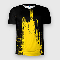 Мужская спорт-футболка Фонтан бурлящей желтой краски