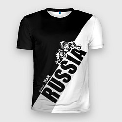 Футболка спортивная мужская Russia national team: black and white lines, цвет: 3D-принт