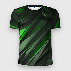 Футболка спортивная мужская Green black abstract, цвет: 3D-принт