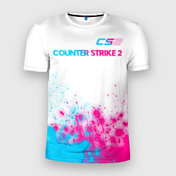 Футболка спортивная мужская Counter Strike 2 neon gradient style: символ сверх, цвет: 3D-принт