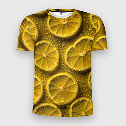 Футболка спортивная мужская Сочный паттерн из долек лимона, цвет: 3D-принт