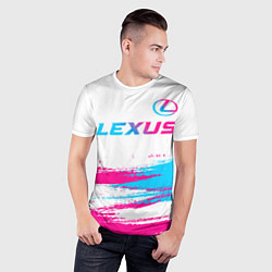 Футболка спортивная мужская Lexus neon gradient style: символ сверху, цвет: 3D-принт — фото 2