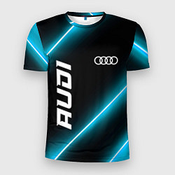 Футболка спортивная мужская Audi неоновые лампы, цвет: 3D-принт