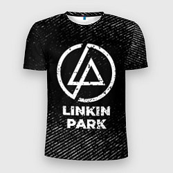 Футболка спортивная мужская Linkin Park с потертостями на темном фоне, цвет: 3D-принт