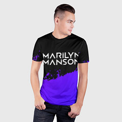 Футболка спортивная мужская Marilyn Manson purple grunge, цвет: 3D-принт — фото 2