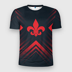 Футболка спортивная мужская Красный символ Saints Row на темном фоне со стрелк, цвет: 3D-принт