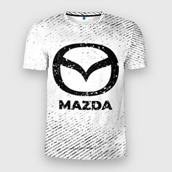 Футболка спортивная мужская Mazda с потертостями на светлом фоне, цвет: 3D-принт