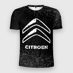 Футболка спортивная мужская Citroen с потертостями на темном фоне, цвет: 3D-принт