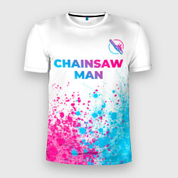 Футболка спортивная мужская Chainsaw Man neon gradient style: символ сверху, цвет: 3D-принт