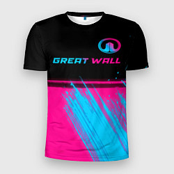 Футболка спортивная мужская Great Wall - neon gradient: символ сверху, цвет: 3D-принт
