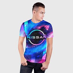 Футболка спортивная мужская Nissan неоновый космос, цвет: 3D-принт — фото 2