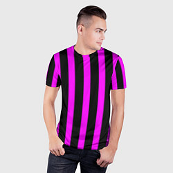 Футболка спортивная мужская В полоску черного и фиолетового цвета, цвет: 3D-принт — фото 2